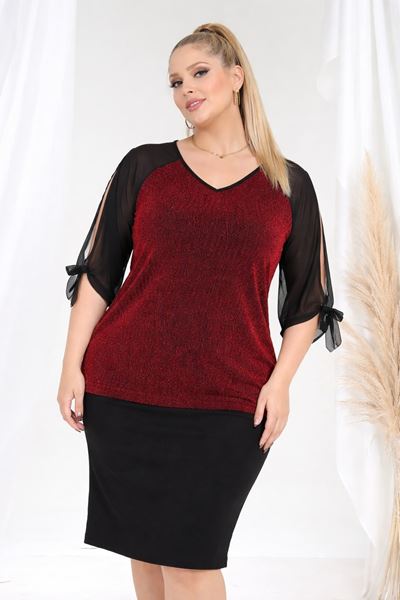 Picture of CURVY GIRL PARTY TOP WITH CHIFFON SLEEVE